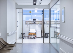 Corridor leading into scientists laboratory